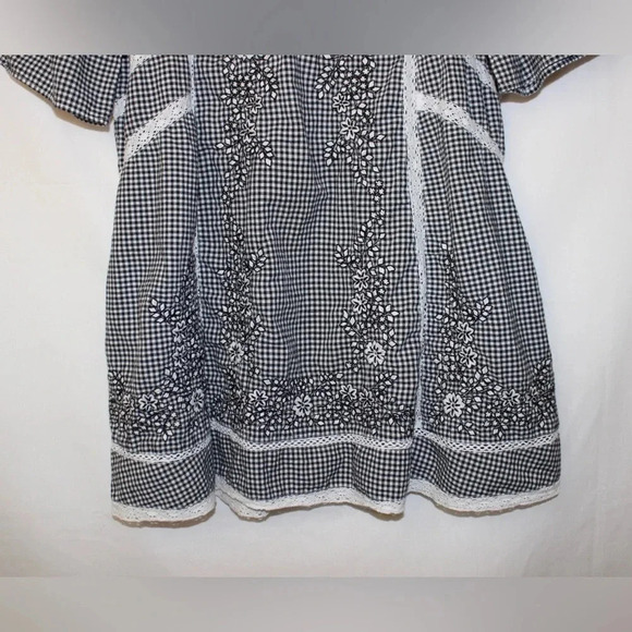 Women’s Free People Sunny Day Mini Summer Plaid Embroidered Shift Sundress Med - Picture 4 of 13